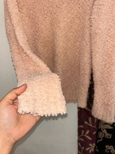 Soft Blush Teddy Knit Oversized Top (M)