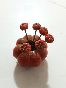 Ceramic Pumpkin With 6 Pick St
