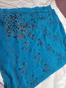 Blue Plain Designer Saree (Women)