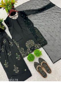 Black Embroidered Farshi Kurta Set
