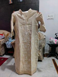 Beige Embroidered Kurti