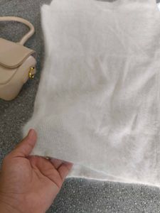 Fluffy White Sleeveless Top
