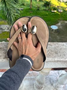Zara Flip Flops with Gold Detail