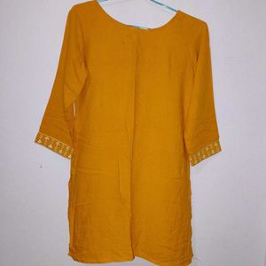 Women Short Yellow Kurti
