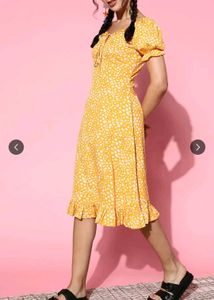 Yellow Floral Print Dress