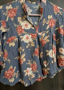 Powder Blue Floral Crop Top
