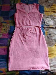 Women Skater Pink Sleeveless Dress