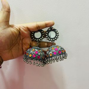Oxidized Jhumka Earrings