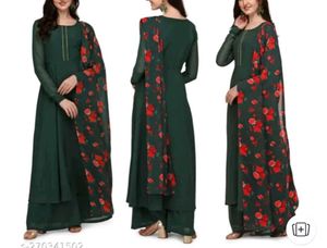 Elegant Green Floral A-line Kurti