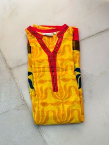 Yellow Printed Kurta