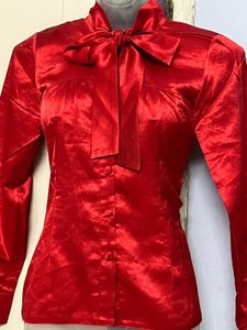 Red Silk Shirt Top