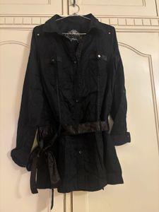 ESPRIT Chic Black Tunic Shirt with Tie-Waist