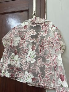 Floral Sheer Button-Up Top