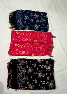 Floral Print Dupatta Set of 3 Combo