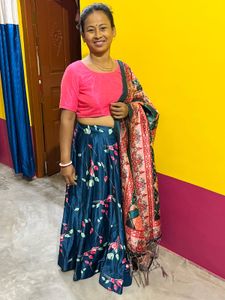 SATIN DIGITAL PRINT LAHENGA