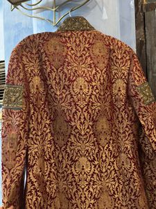 Elegant Maroon &amp; Gold Sherwani