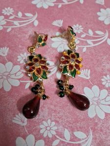 Elegant Blue Crescent and golden Earrings