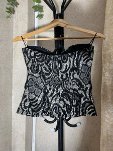 Gothic Lace Corset Antique Piece - Black