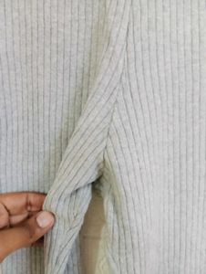 Gray Knit Flare Pants