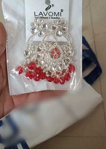 Lavomi Silver &amp; Red Earrings