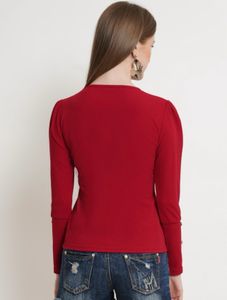 Women Maroon Full Sleeves Top