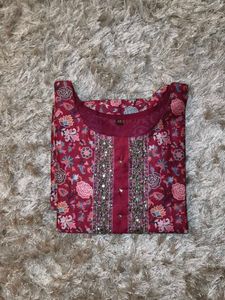 Elegant Maroon Kurta Set with Dupatta (women's)