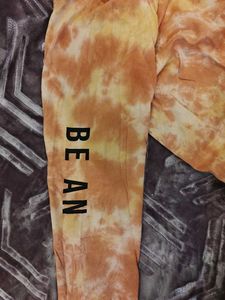 Winter Tshirt With Washed Out Print- Orange Yellow