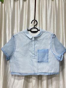 Sheer Blue Cropped Top