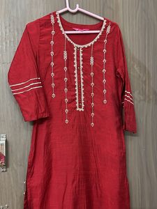 varanga  Elegant Red silk Kurta for medium
