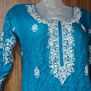 Elegant Blue Embroidered Kurti