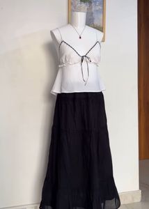 White Cami Top with Ribbon Detail