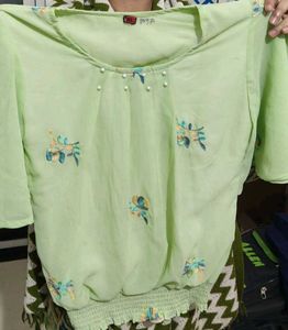 Embroidered Green Blouse