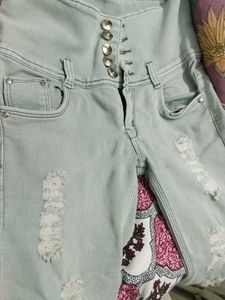 Ripped High-Waisted Denim Shorts