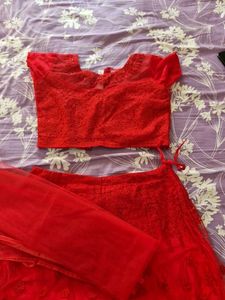 Red Crop Lehenga