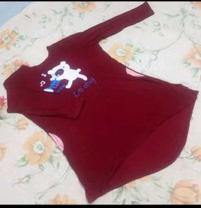 Maroon Teddy Bear Long Tunic 4 Women