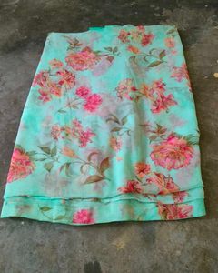 Beautiful Floral Print Organza Saree