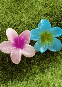 Floral Design Hair Claw Clips Pack Of 2