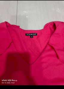 Pink Ruffle Cold Shoulder Top