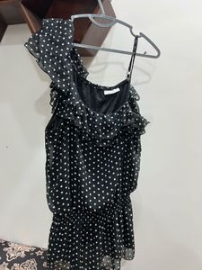 Polka Dot One-Shoulder Top