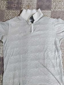 Gray and White Short Sleeve Polo Shirt