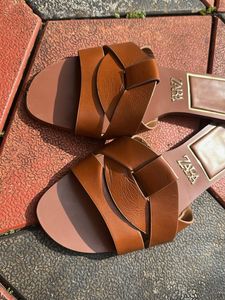 Zara Brown Leather Flats