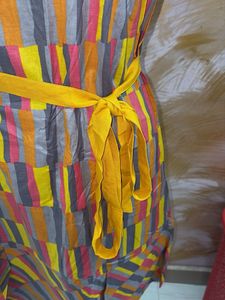 Colorful Striped Tie-Waist Dress