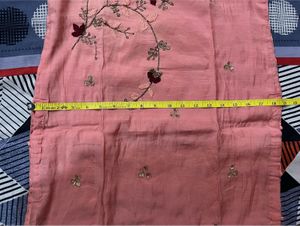 Peach Embroidered Kurti - Floral Work - Size L