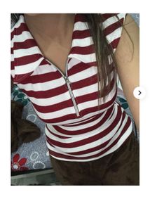 Striped Sleeveless Polo Top