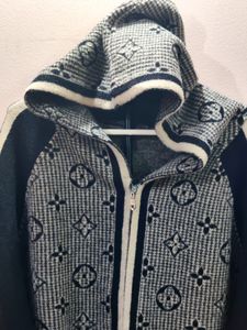 men&#39;s premium imported Blue Logo Wool Hooded jacke