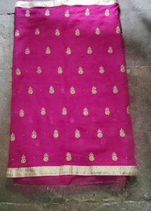 Magenta Embroidery Ethnic Saree