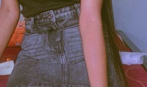 Black Denim Mini Skirt