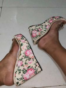 Floral Heels With transparent strap