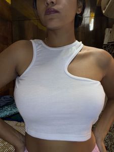 White Cut Out Crop Top