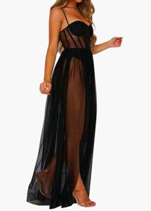 Sheer Black Corset Maxi Dress